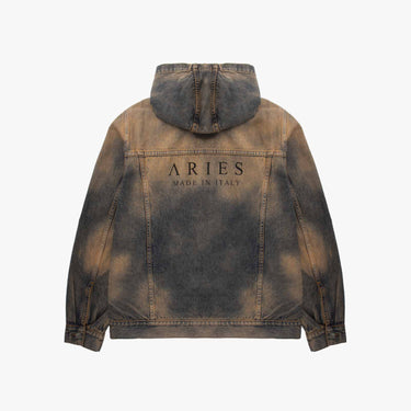 ARIES Acid Wash Hooded Denim Jacket-SUEDE Store