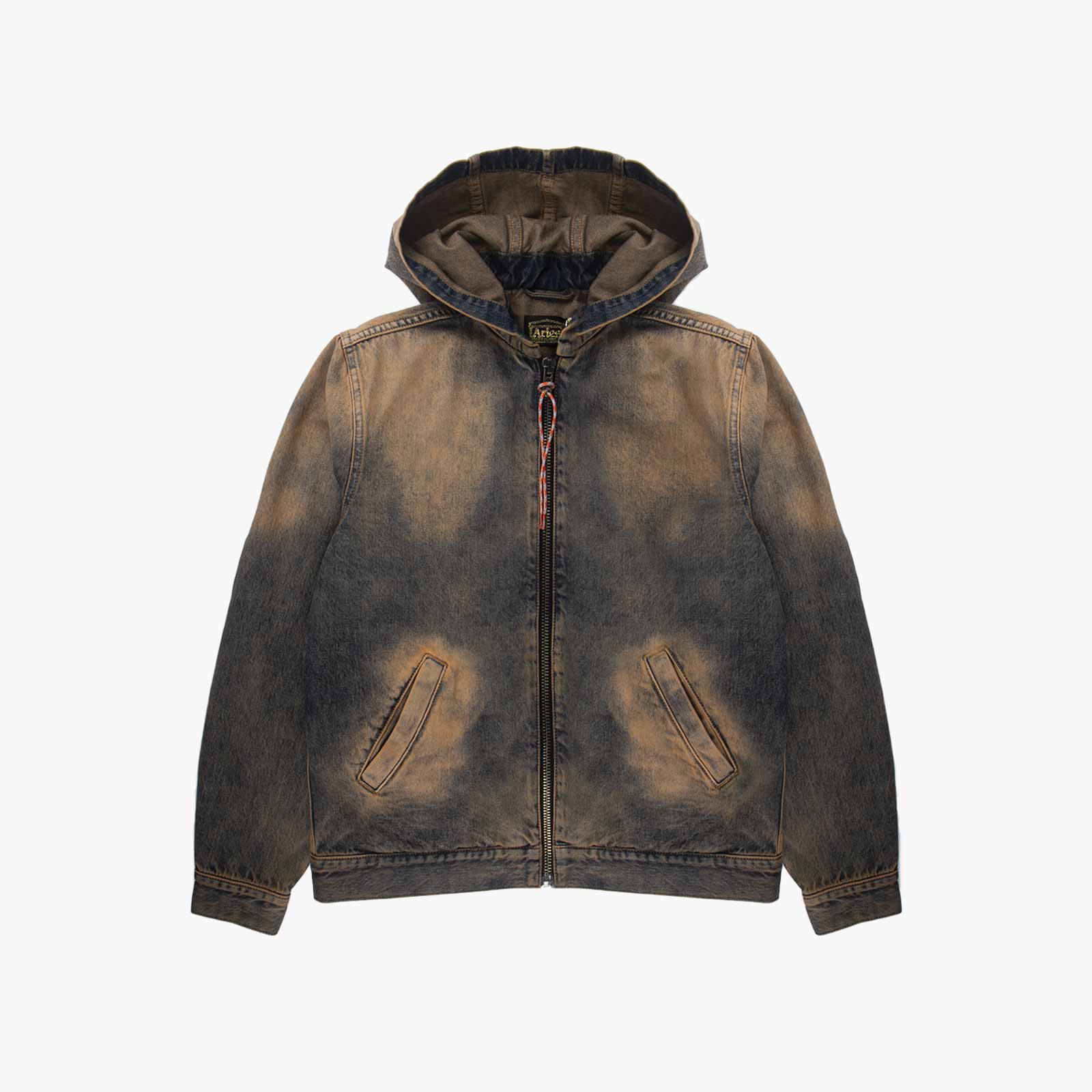 ARIES Acid Wash Hooded Denim Jacket-SUEDE Store